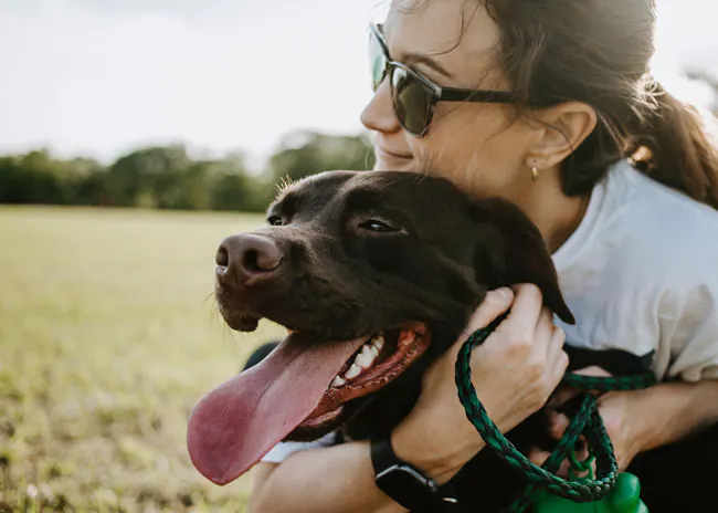 happy dog owner
